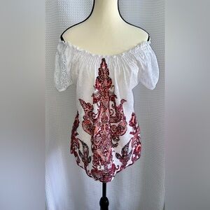 Women’s Claudia Richard boho vintage All over laced white Top size‎ Medium